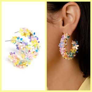 Whimsical Pastel Floral Hoop Earrings